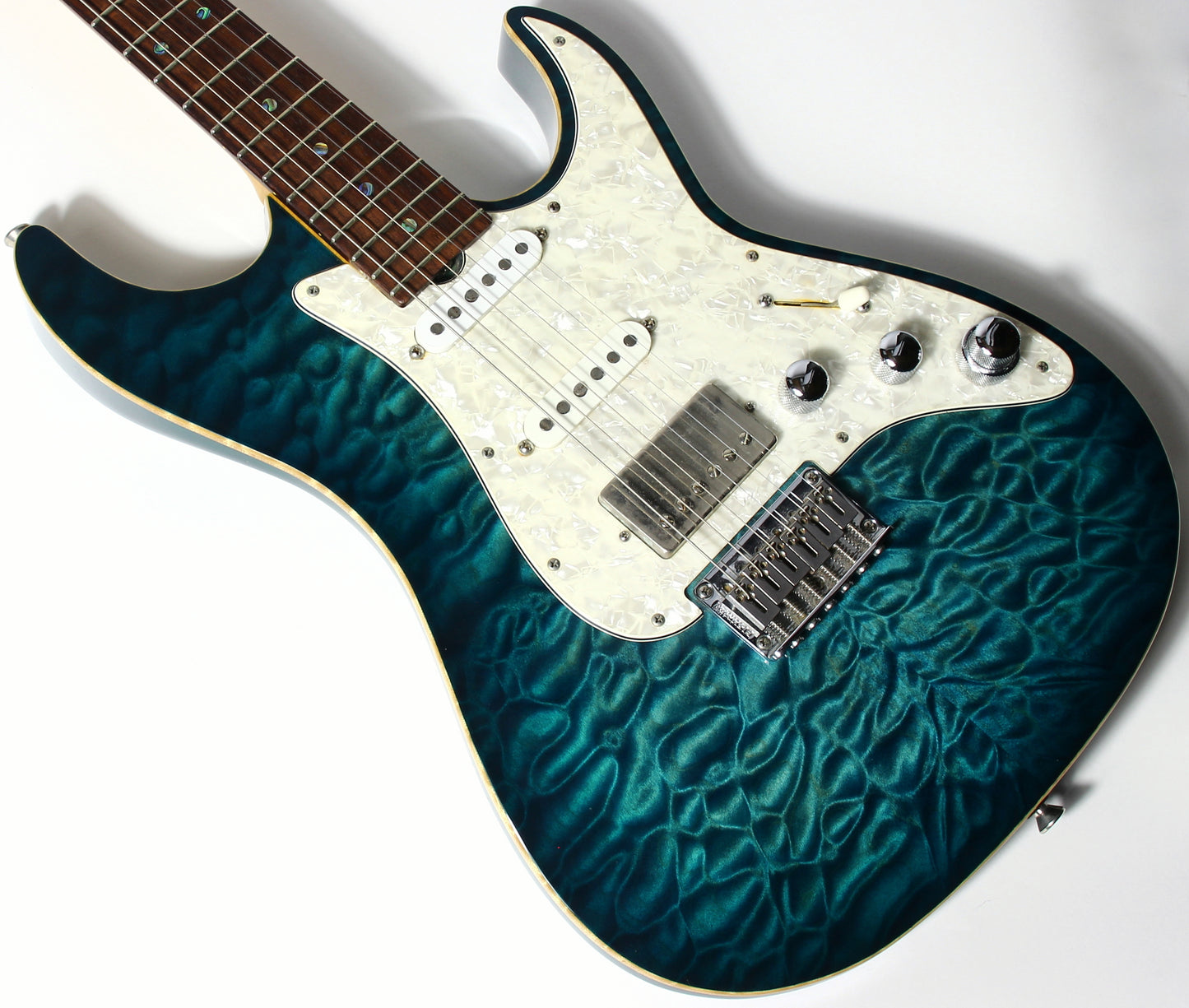 2003 Don Grosh USA Custom BENT TOP Tom Holmes Humbuckers & Piezo | Artist-Owned, Quilt Top, Matching Headstock