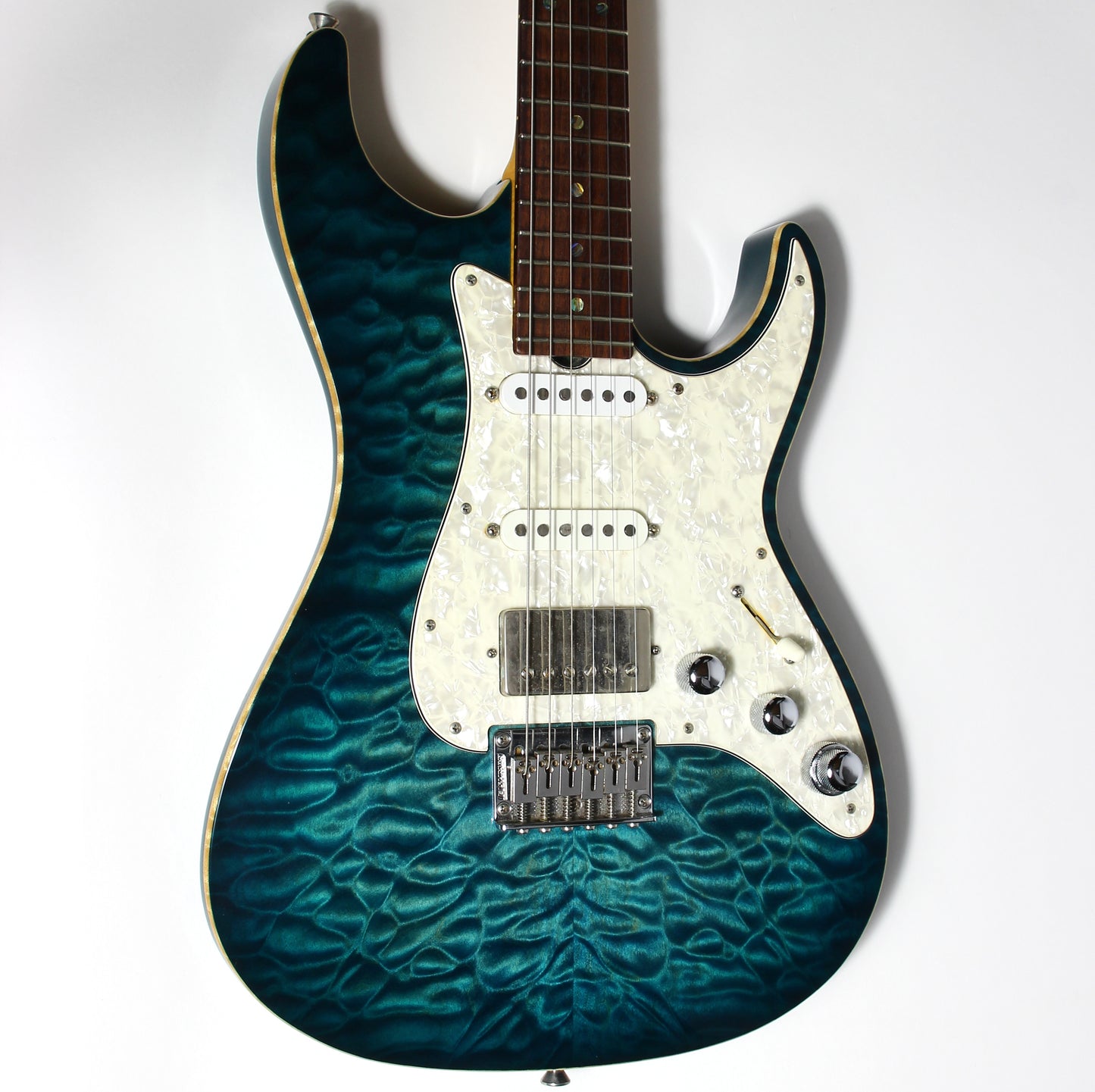 2003 Don Grosh USA Custom BENT TOP Tom Holmes Humbuckers & Piezo | Artist-Owned, Quilt Top, Matching Headstock