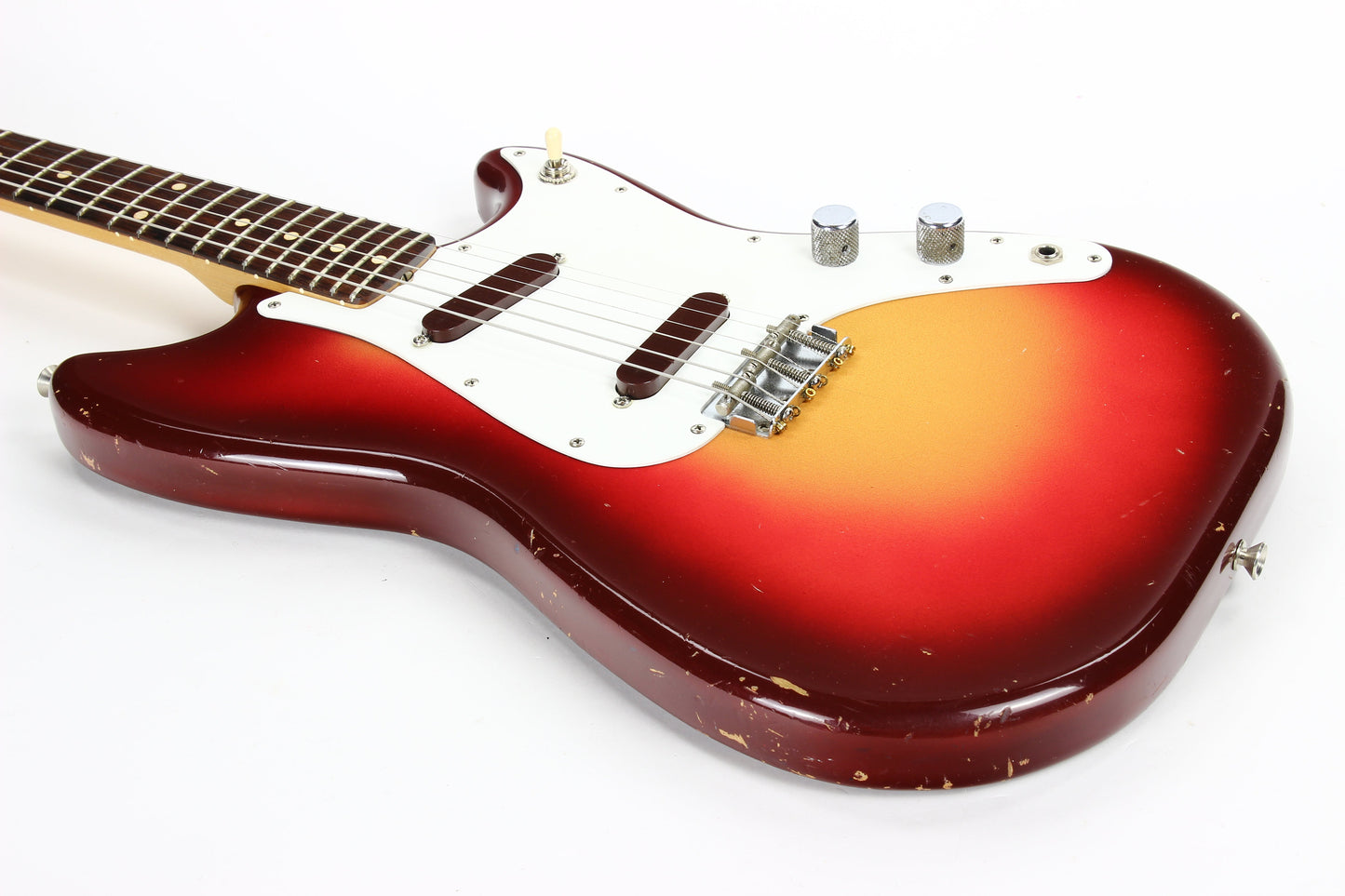 1961 Fender Duo Sonic Vintage PRE-CBS Electric Guitar -- Slab-Board, Sunburst, musicmaster, mustang, hardtail