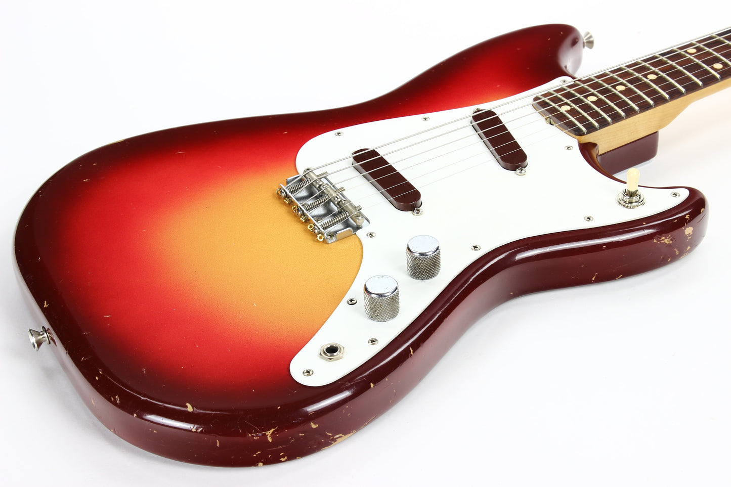 1961 Fender Duo Sonic Vintage PRE-CBS Electric Guitar -- Slab-Board, Sunburst, musicmaster, mustang, hardtail