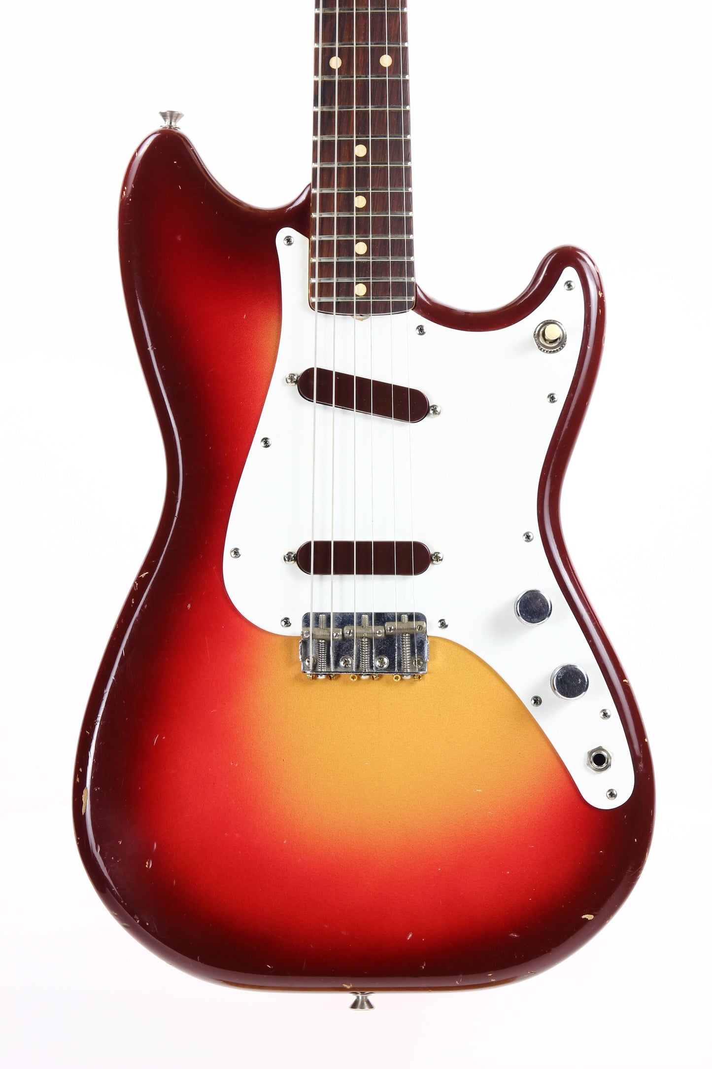 1961 Fender Duo Sonic Vintage PRE-CBS Electric Guitar -- Slab-Board, Sunburst, musicmaster, mustang, hardtail