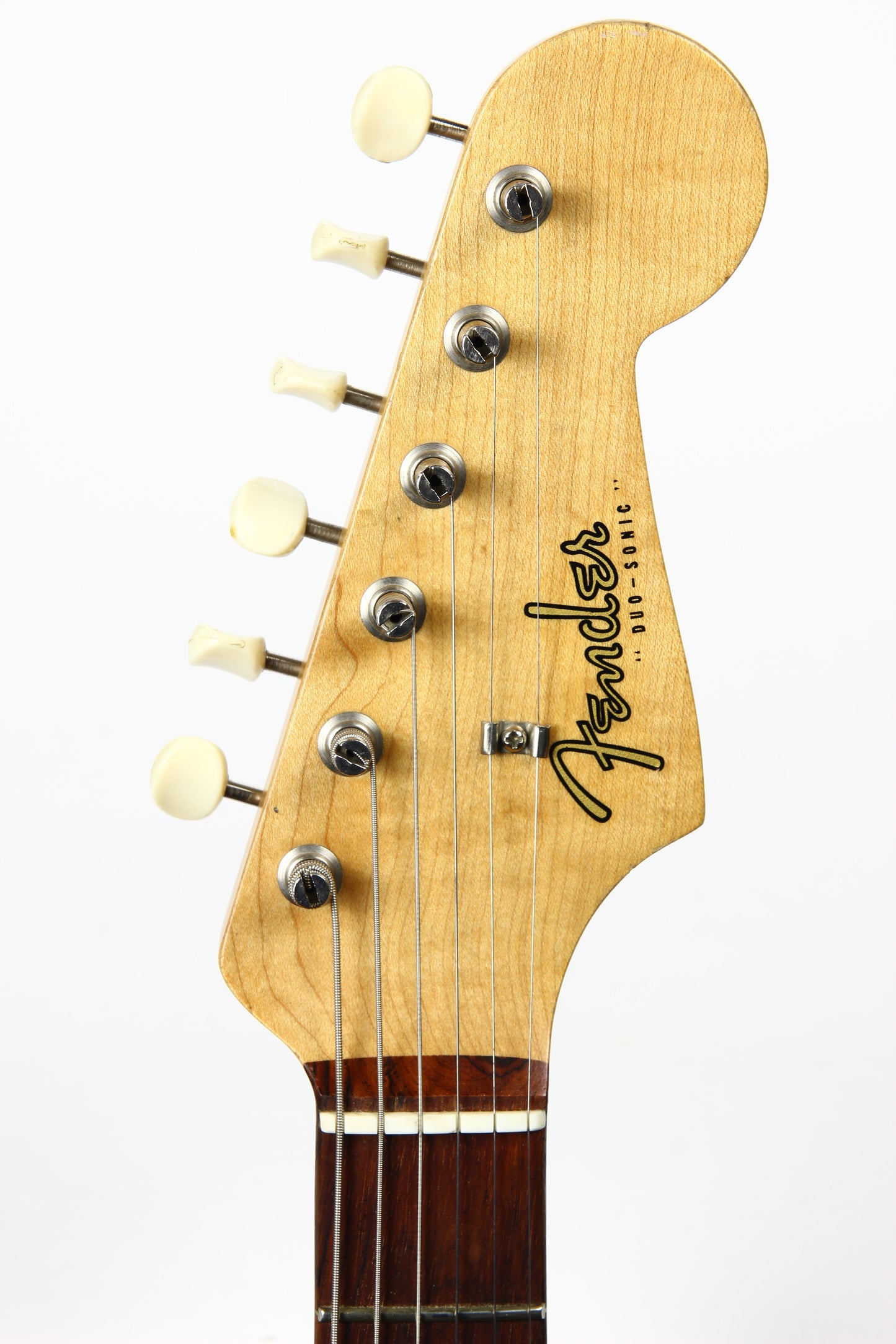 1961 Fender Duo Sonic Vintage PRE-CBS Electric Guitar -- Slab-Board, Sunburst, musicmaster, mustang, hardtail