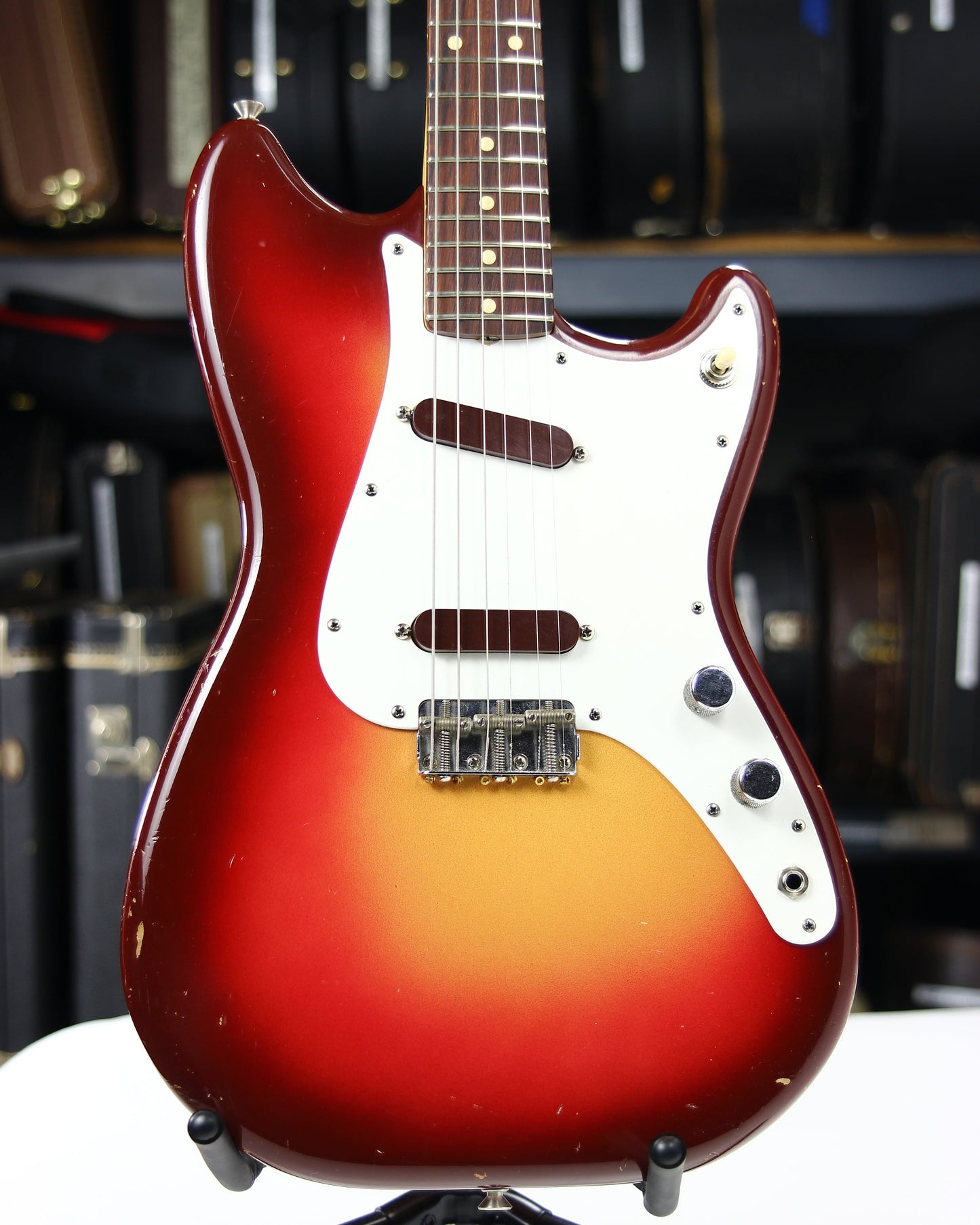 1961 Fender Duo Sonic Vintage PRE-CBS Electric Guitar -- Slab-Board, Sunburst, musicmaster, mustang, hardtail