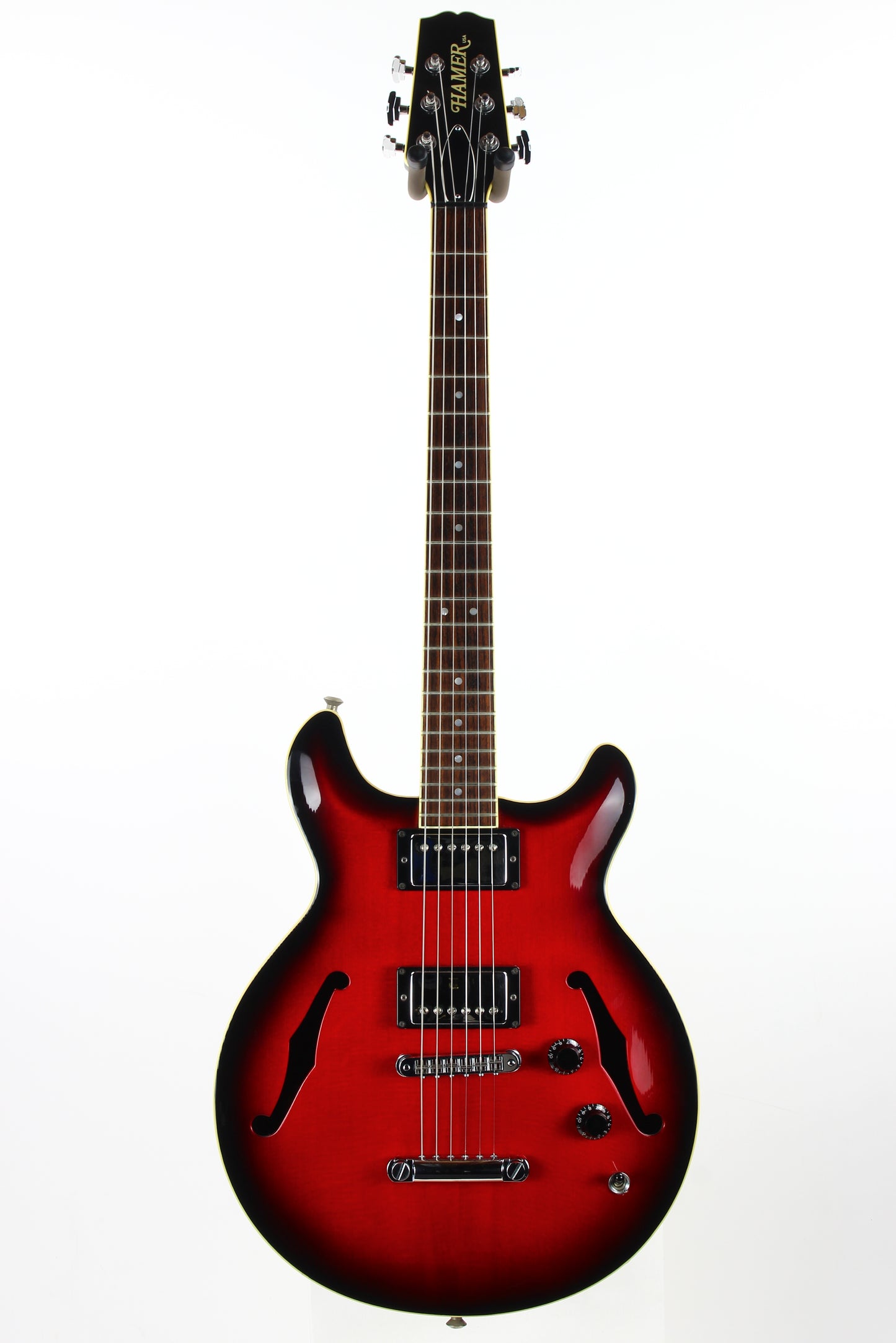 CLEAN! 2000 Hamer USA Newport Pro Black Cherry Burst - Solid Carved Spruce Top, Hollowbody Guitar!