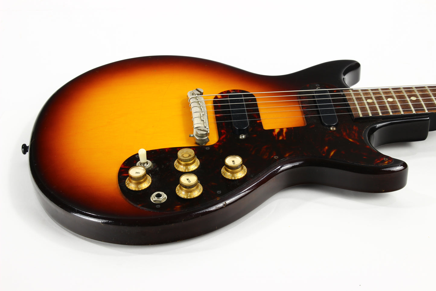 CLEAN! 1963 Epiphone Olympic Double Melody Maker D Doublecut 2-Pickup Gibson - Sunburst, Original Case, Vintage SB722D