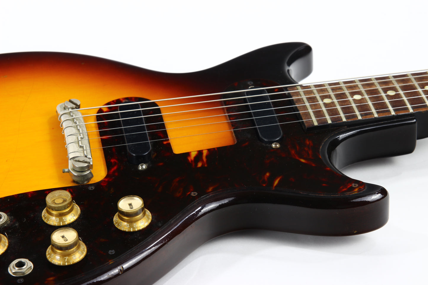 CLEAN! 1963 Epiphone Olympic Double Melody Maker D Doublecut 2-Pickup Gibson - Sunburst, Original Case, Vintage SB722D