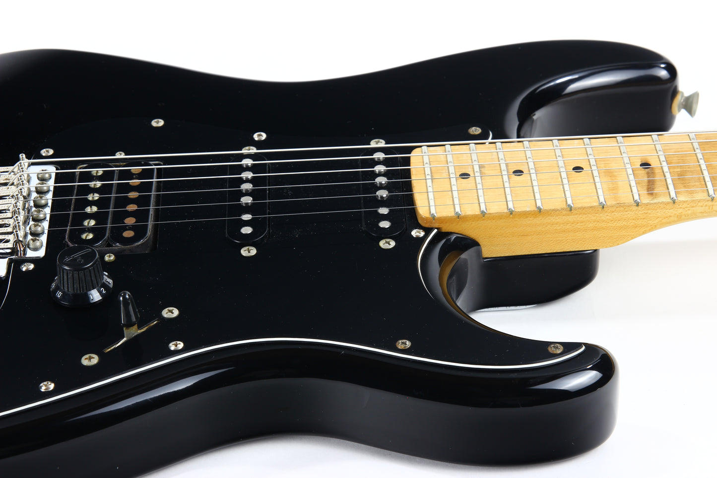 1989 Fender Japan Medium Scale Stratocaster STM-60 HSS Super Strat - Black, MIJ, Sculpted Heel ala ultra pro