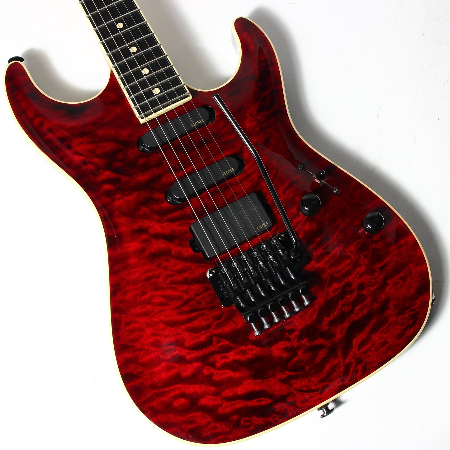 2015 Suhr USA J-Select Limited Edition Standard Carve Top FLOYD ROSE - EMG's, Chili Pepper Red Quilt Top, Mark Knopfler super strat