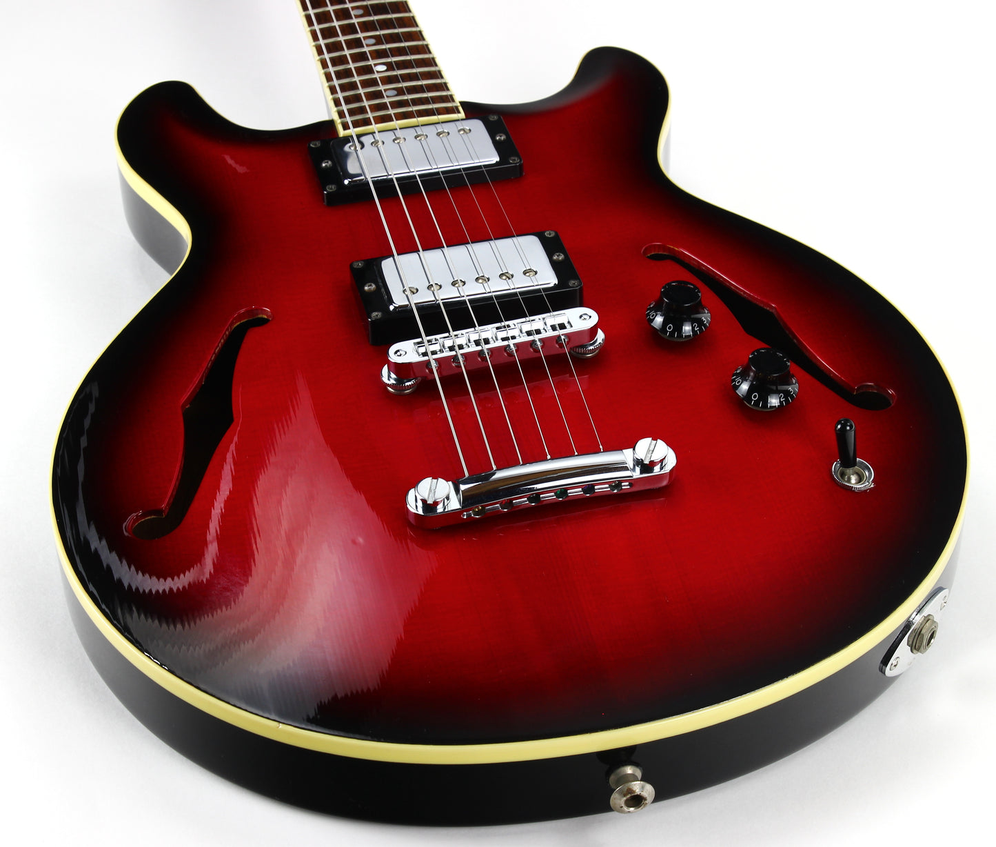CLEAN! 2000 Hamer USA Newport Pro Black Cherry Burst - Solid Carved Spruce Top, Hollowbody Guitar!