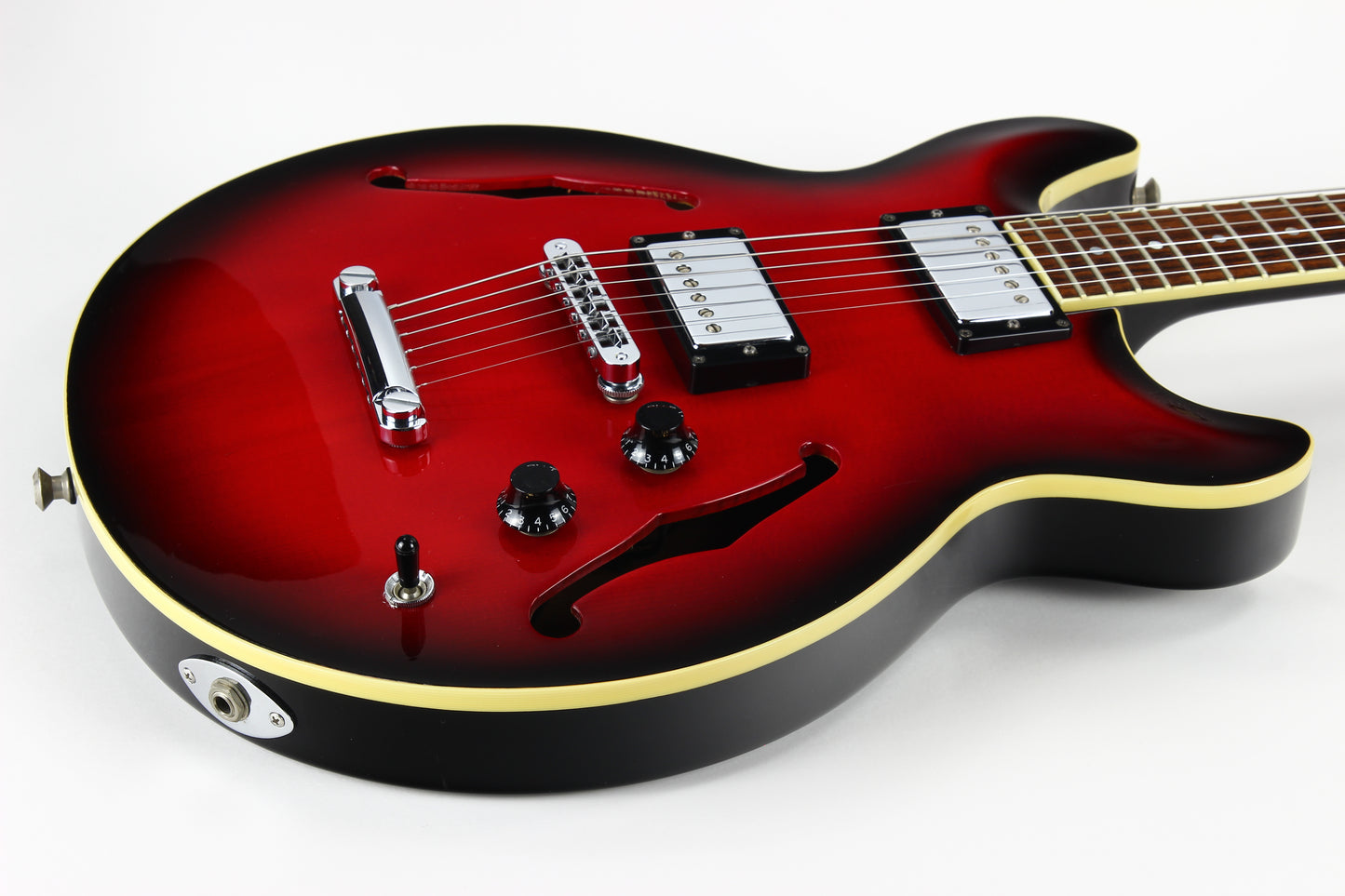 CLEAN! 2000 Hamer USA Newport Pro Black Cherry Burst - Solid Carved Spruce Top, Hollowbody Guitar!