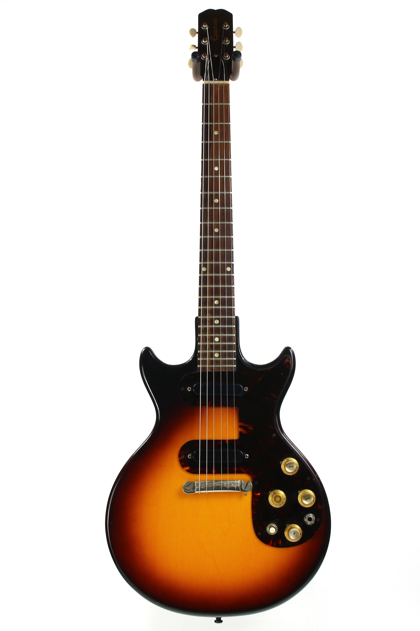 CLEAN! 1963 Epiphone Olympic Double Melody Maker D Doublecut 2-Pickup Gibson - Sunburst, Original Case, Vintage SB722D