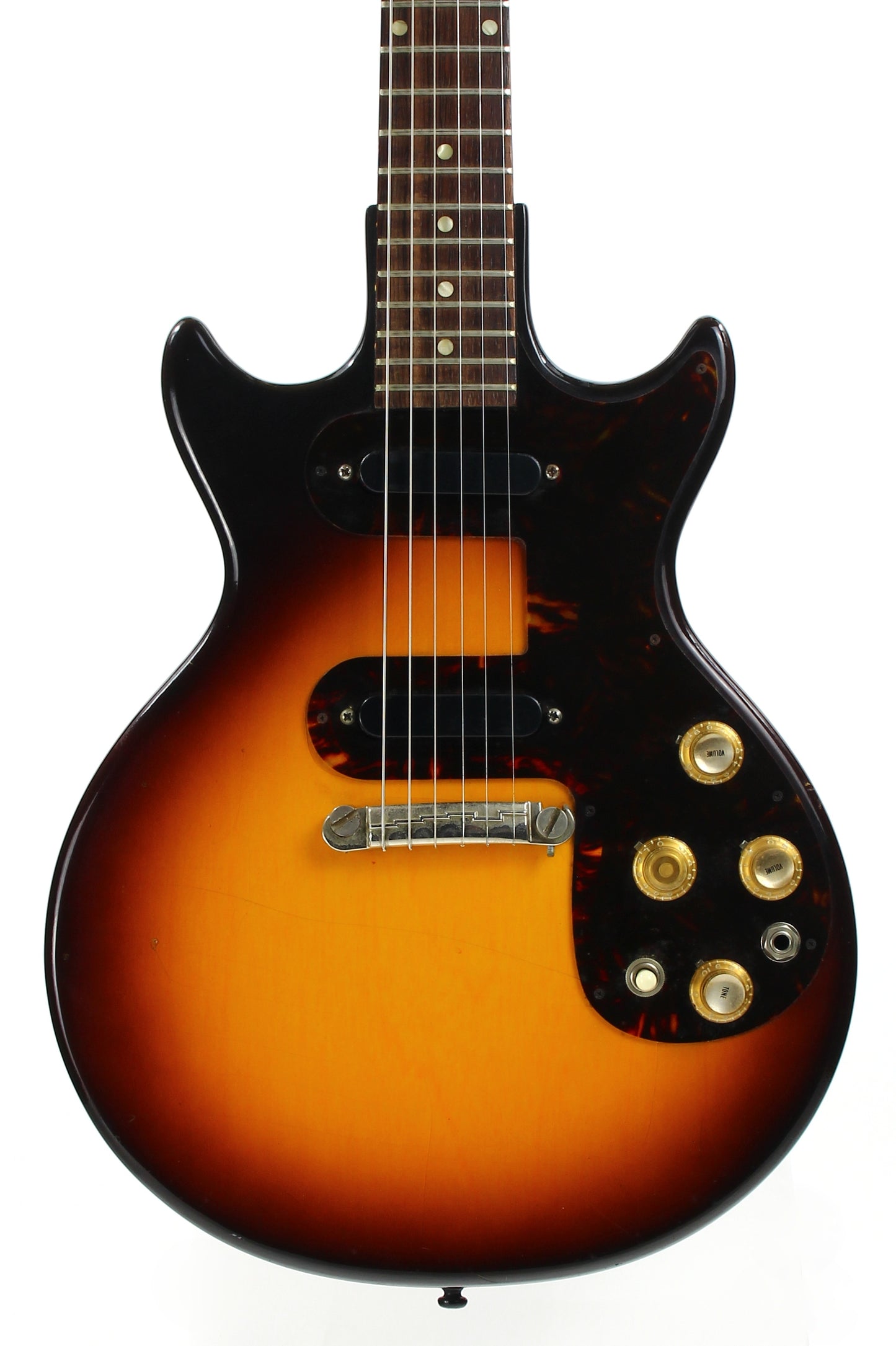 CLEAN! 1963 Epiphone Olympic Double Melody Maker D Doublecut 2-Pickup Gibson - Sunburst, Original Case, Vintage SB722D