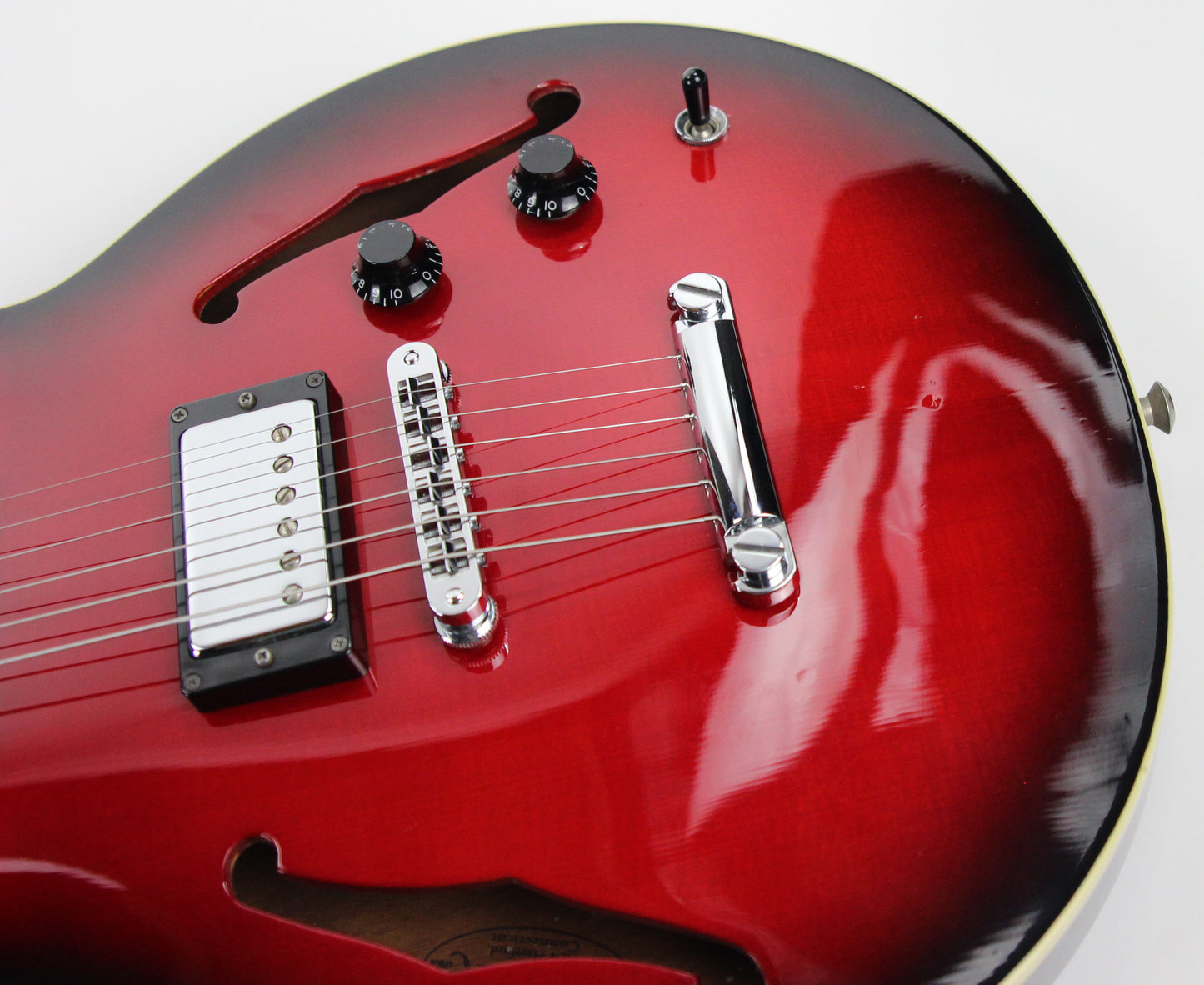 CLEAN! 2000 Hamer USA Newport Pro Black Cherry Burst - Solid Carved Spruce Top, Hollowbody Guitar!