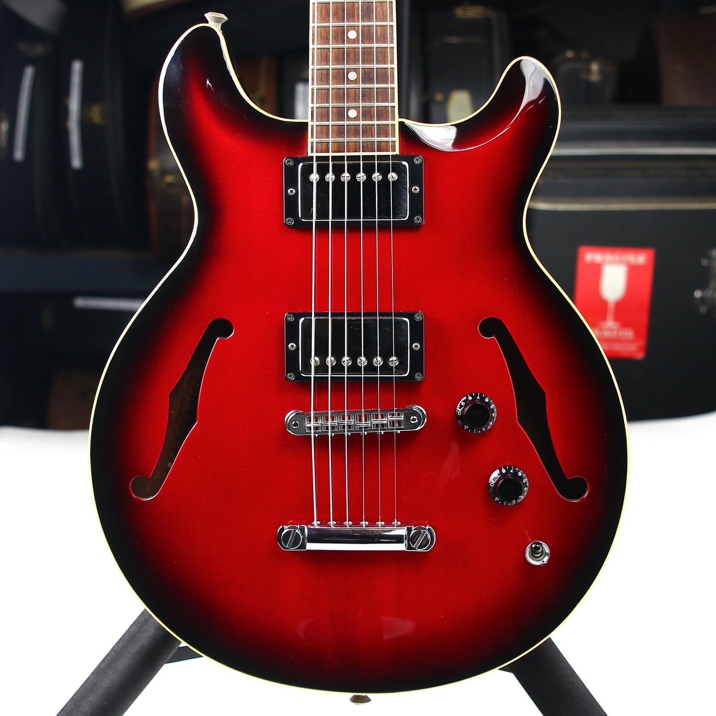 CLEAN! 2000 Hamer USA Newport Pro Black Cherry Burst - Solid Carved Spruce Top, Hollowbody Guitar!