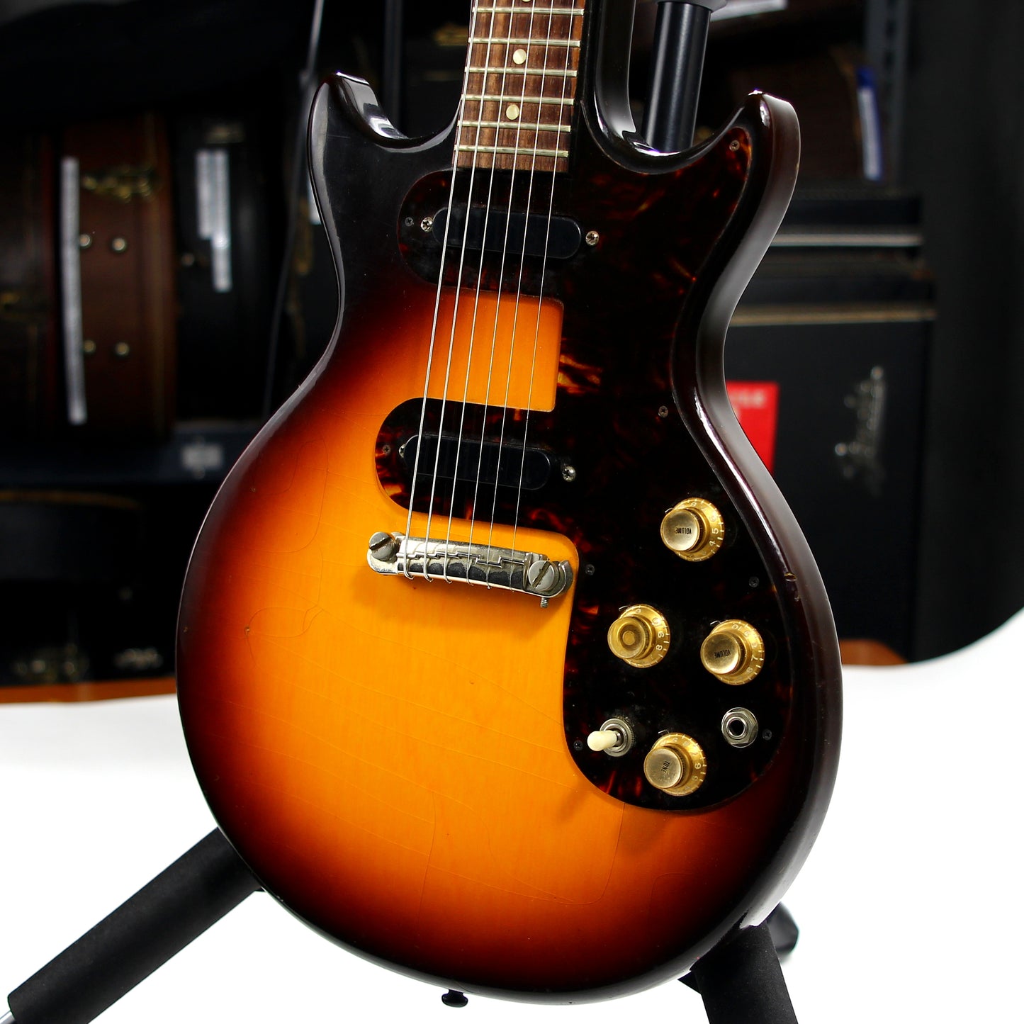 CLEAN! 1963 Epiphone Olympic Double Melody Maker D Doublecut 2-Pickup Gibson - Sunburst, Original Case, Vintage SB722D