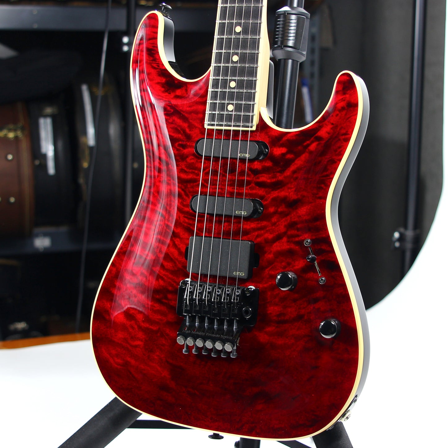 2015 Suhr USA J-Select Limited Edition Standard Carve Top FLOYD ROSE - EMG's, Chili Pepper Red Quilt Top, Mark Knopfler super strat