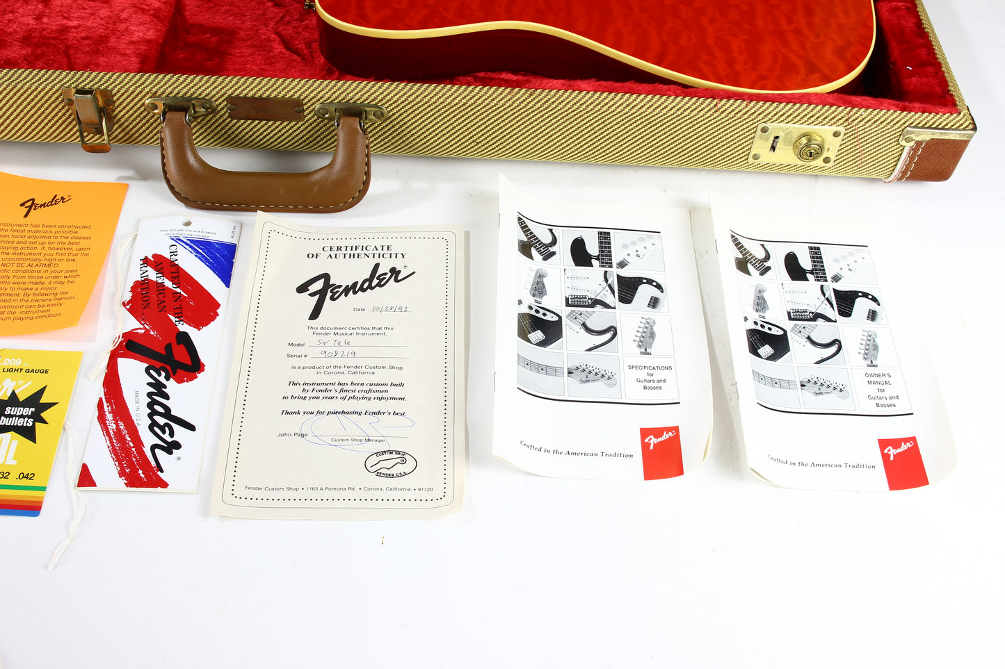 1992 Fender Custom Shop Set Neck Country Artist Telecaster QUILT Sunset Orange Transparent --VERY RARE TELE