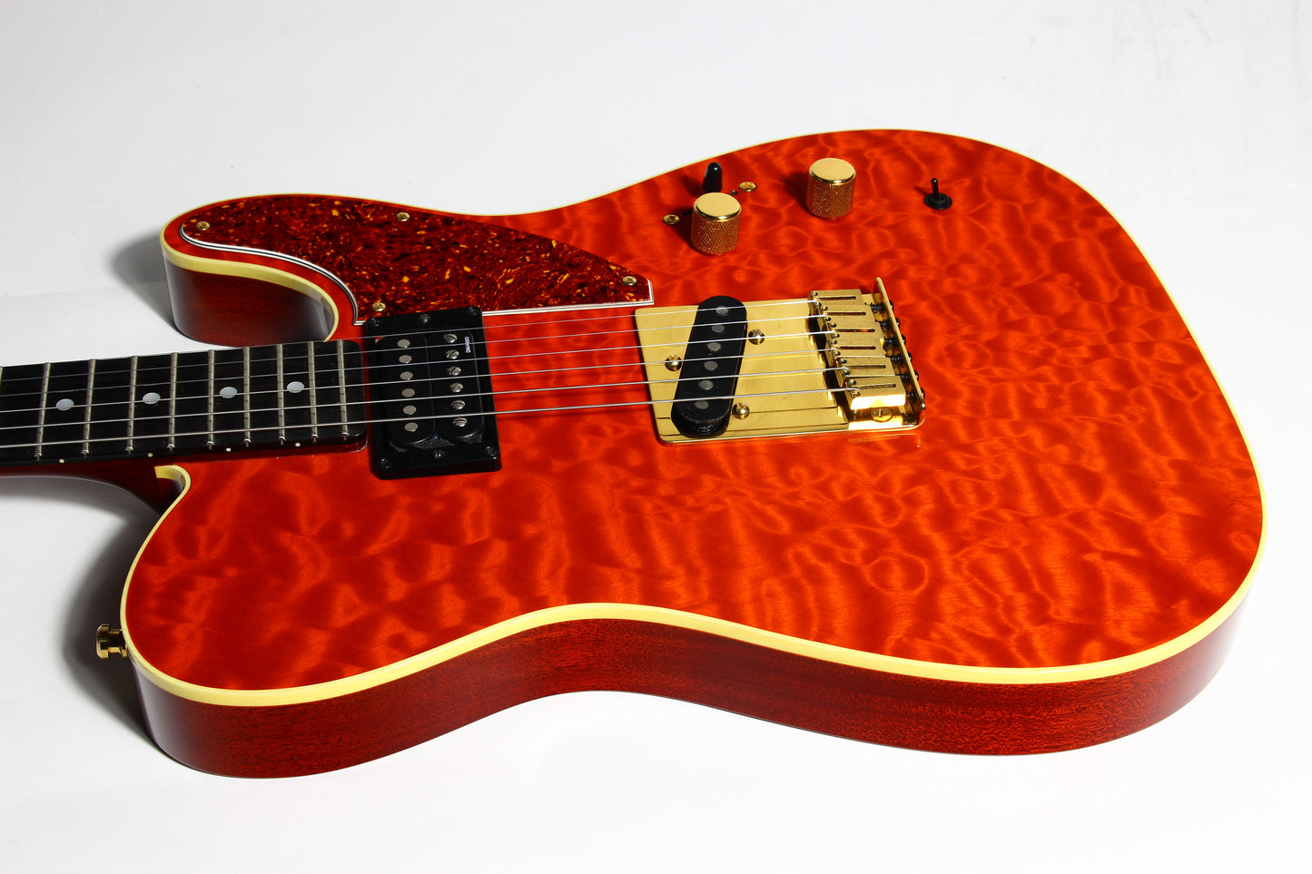 1992 Fender Custom Shop Set Neck Country Artist Telecaster QUILT Sunset Orange Transparent --VERY RARE TELE