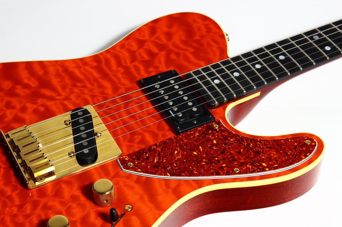 1992 Fender Custom Shop Set Neck Country Artist Telecaster QUILT Sunset Orange Transparent --VERY RARE TELE