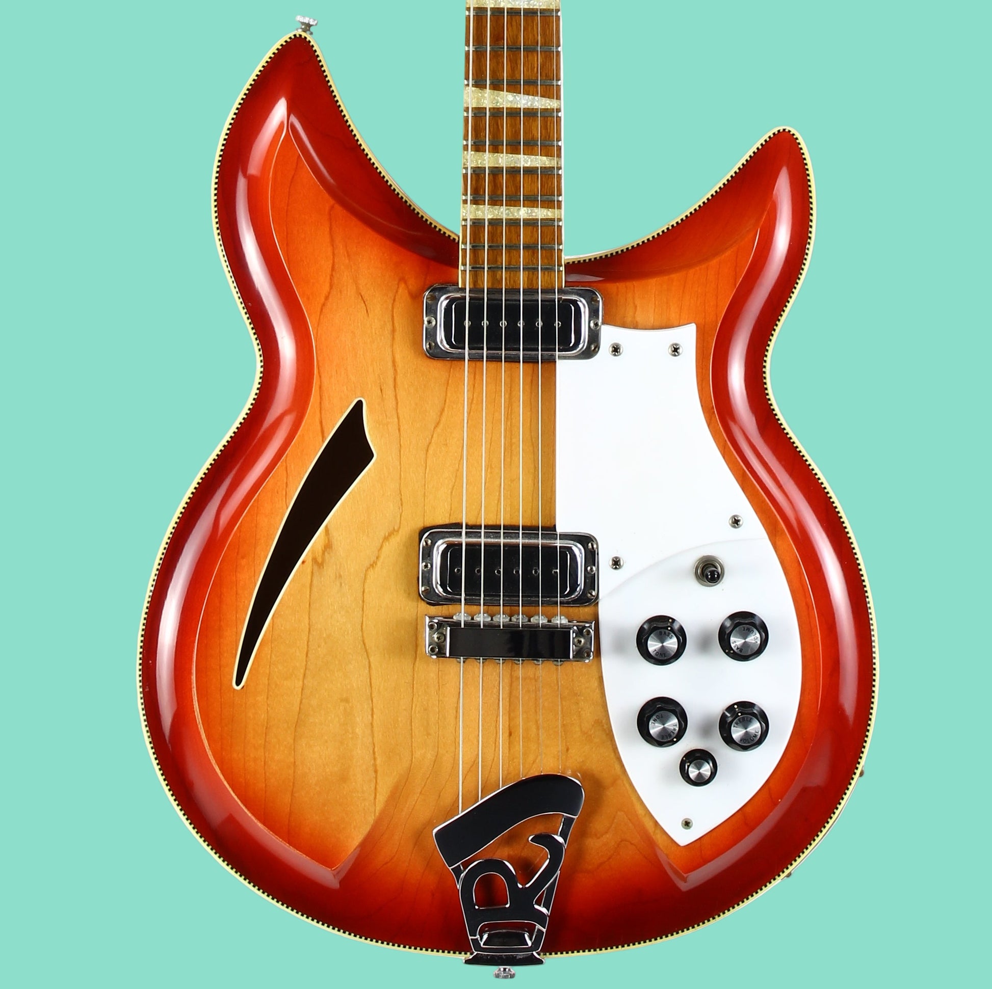 1969 Rickenbacker 381 Fireglo Sunburst German Carve VINTAGE GUITAR Checkerboard Binding