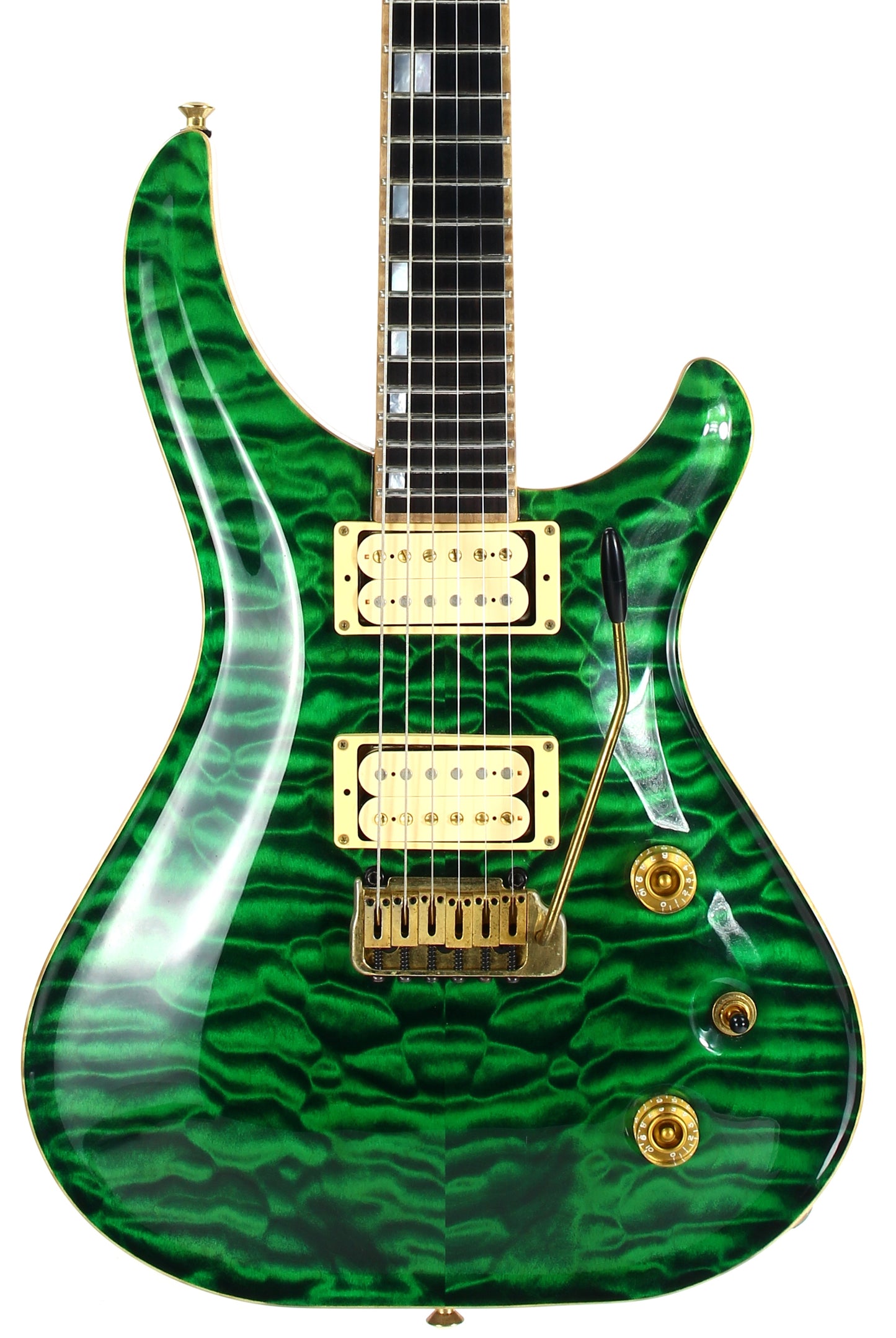 2003 McNaught DTM Phoenix Rising Custom Diamond Set Thru Neck Electric Guitar - KILLER QUILT!