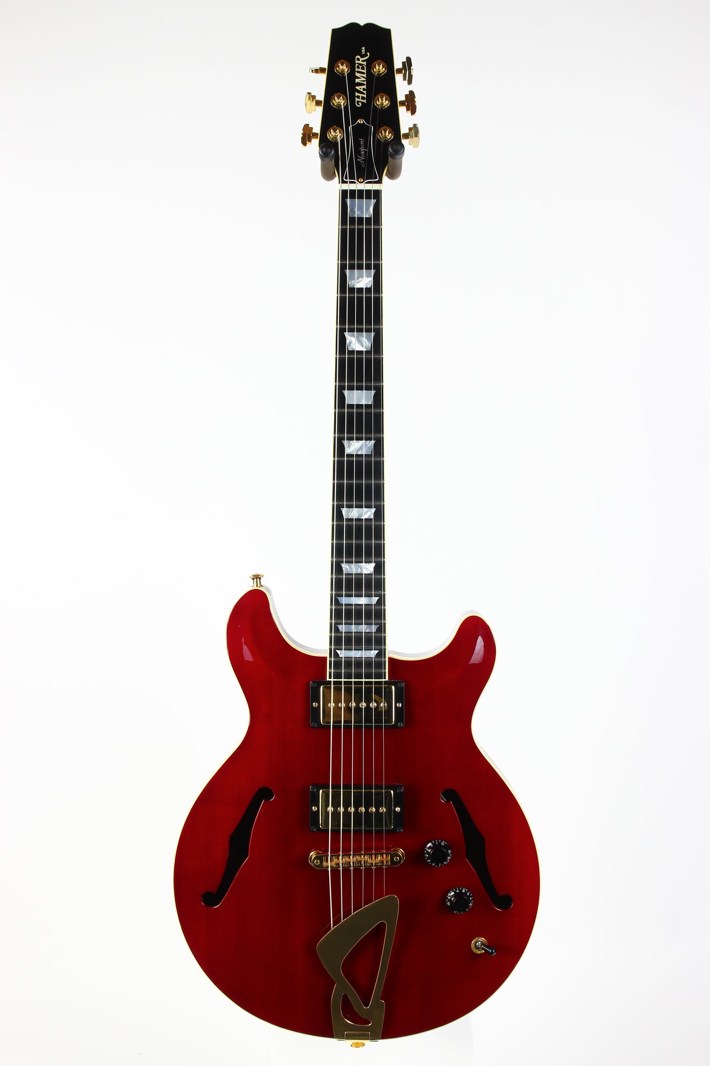 2001 Hamer USA Newport Pro Custom Ruby Red Jazz with Trapeze Tailpiece!