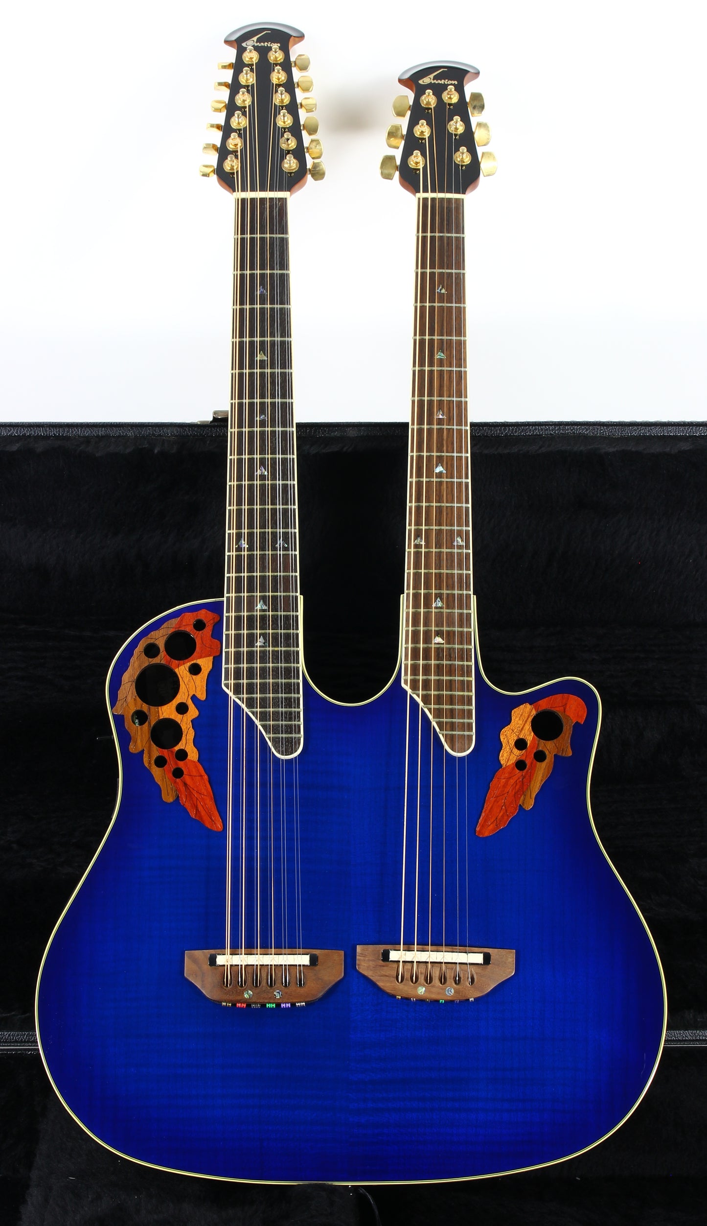 Ovation CSE225 Celebrity Double Neck Guitar | Uncommon Blue Burst Finish