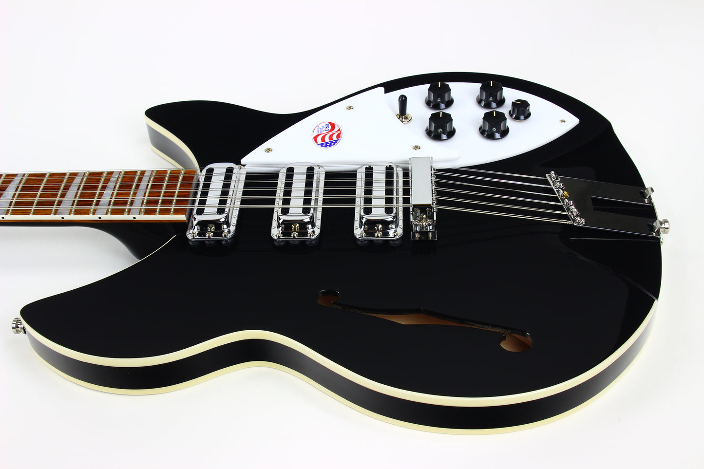 2023 Rickenbacker 1993Plus Jetglo Black 12-String Electric Semi Hollowbody Guitar - MINT/UNPLAYED