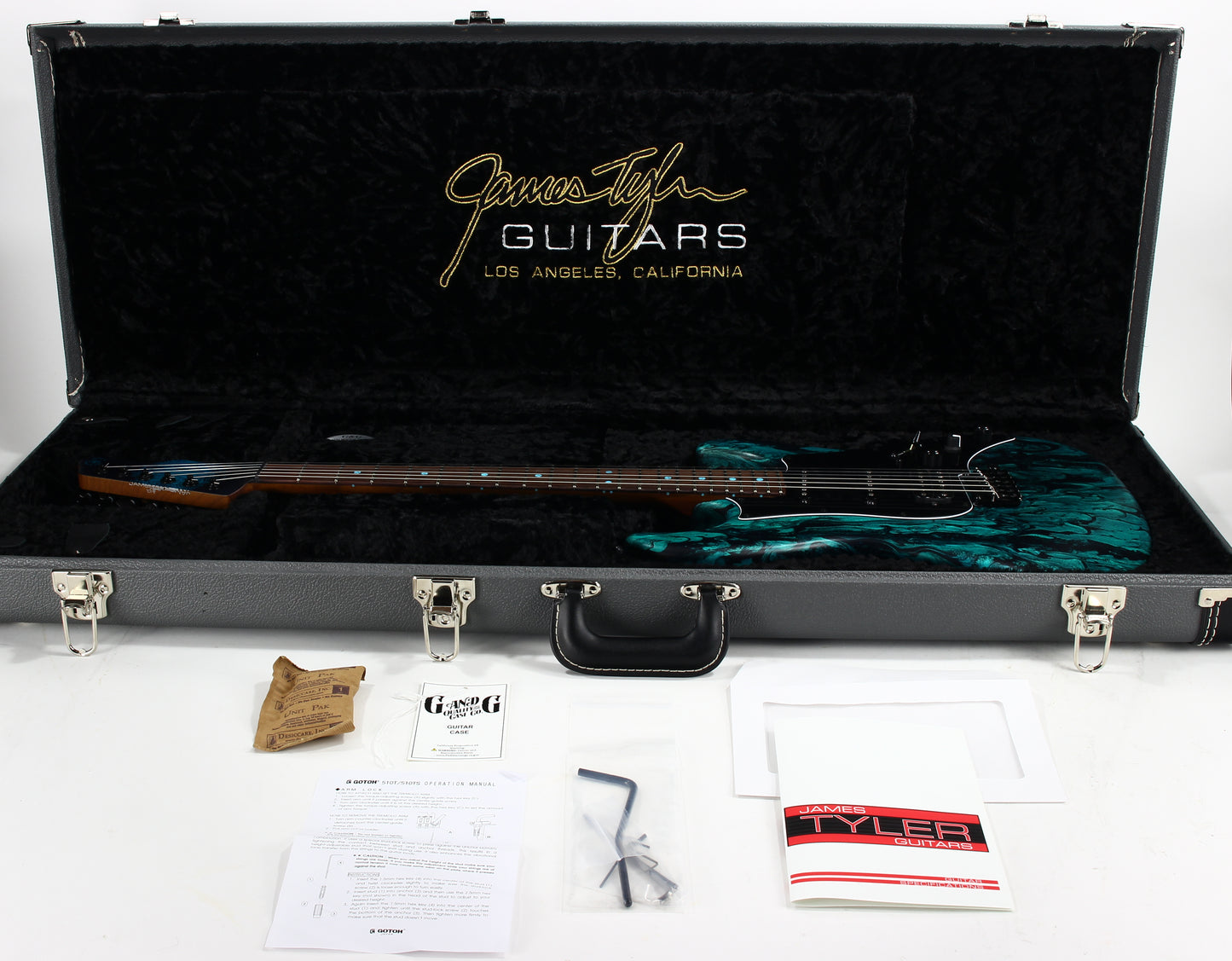 2023 James Tyler USA Studio Elite HD - Black Shmear w/ Turquoise Tint. Matching Dots, Roasted Neck!