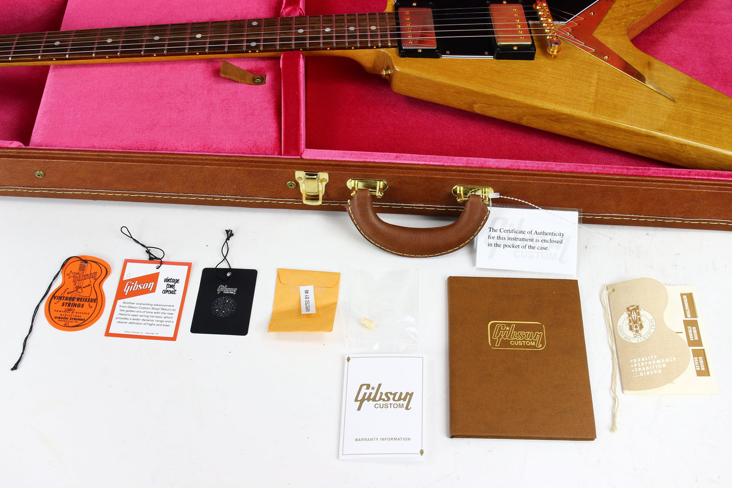 2022 Gibson Custom Shop Historic 1958 Korina '58 Flying V Reissue - Natural, Black Pickguard, SUPER LIGHT!