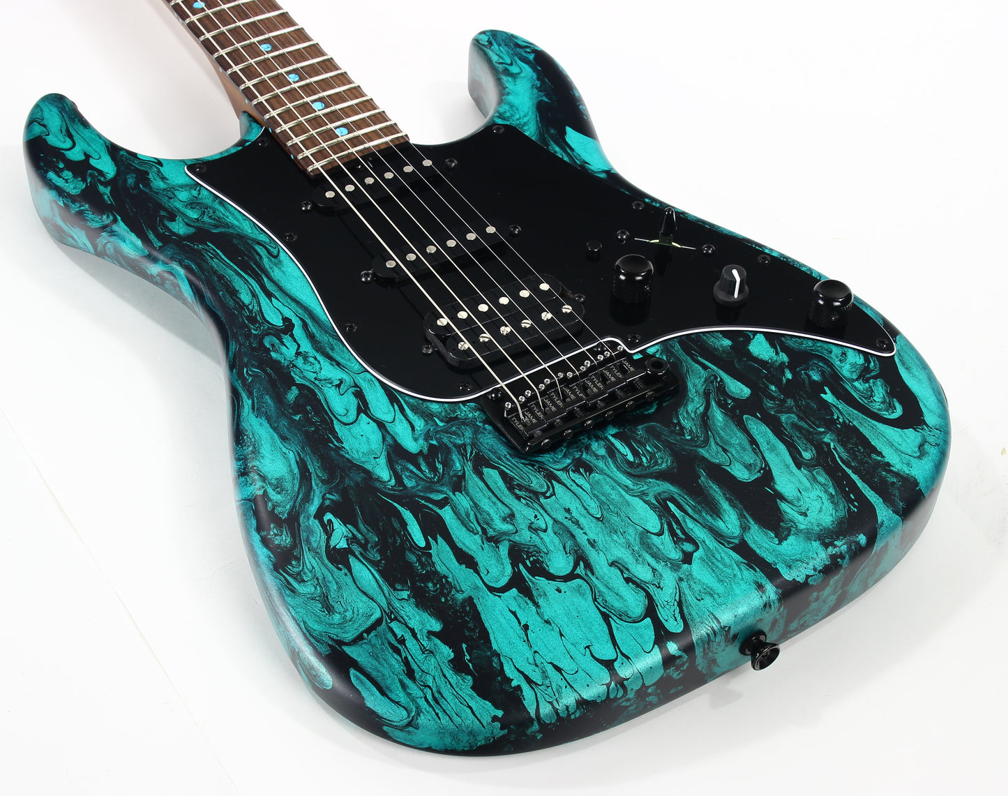 2023 James Tyler USA Studio Elite HD - Black Shmear w/ Turquoise Tint. Matching Dots, Roasted Neck!