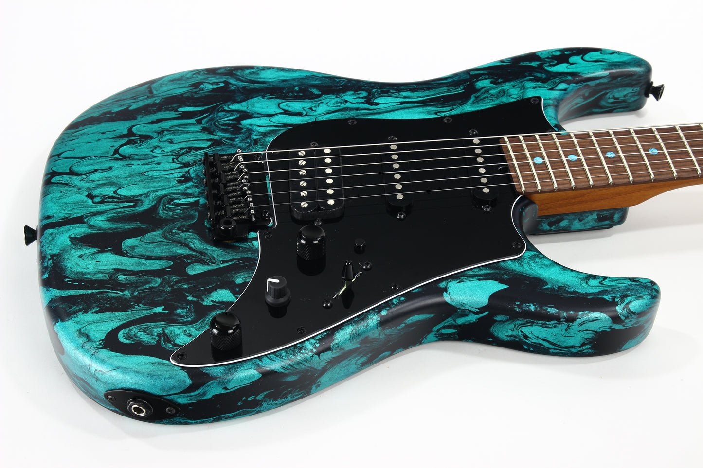 2023 James Tyler USA Studio Elite HD - Black Shmear w/ Turquoise Tint. Matching Dots, Roasted Neck!