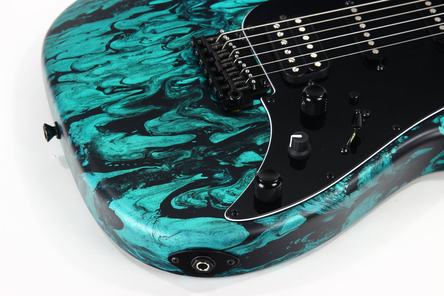 2023 James Tyler USA Studio Elite HD - Black Shmear w/ Turquoise Tint. Matching Dots, Roasted Neck!
