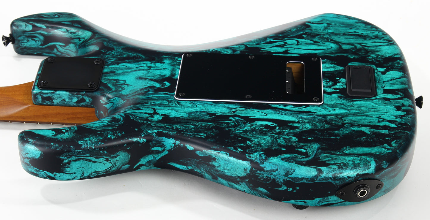 2023 James Tyler USA Studio Elite HD - Black Shmear w/ Turquoise Tint. Matching Dots, Roasted Neck!