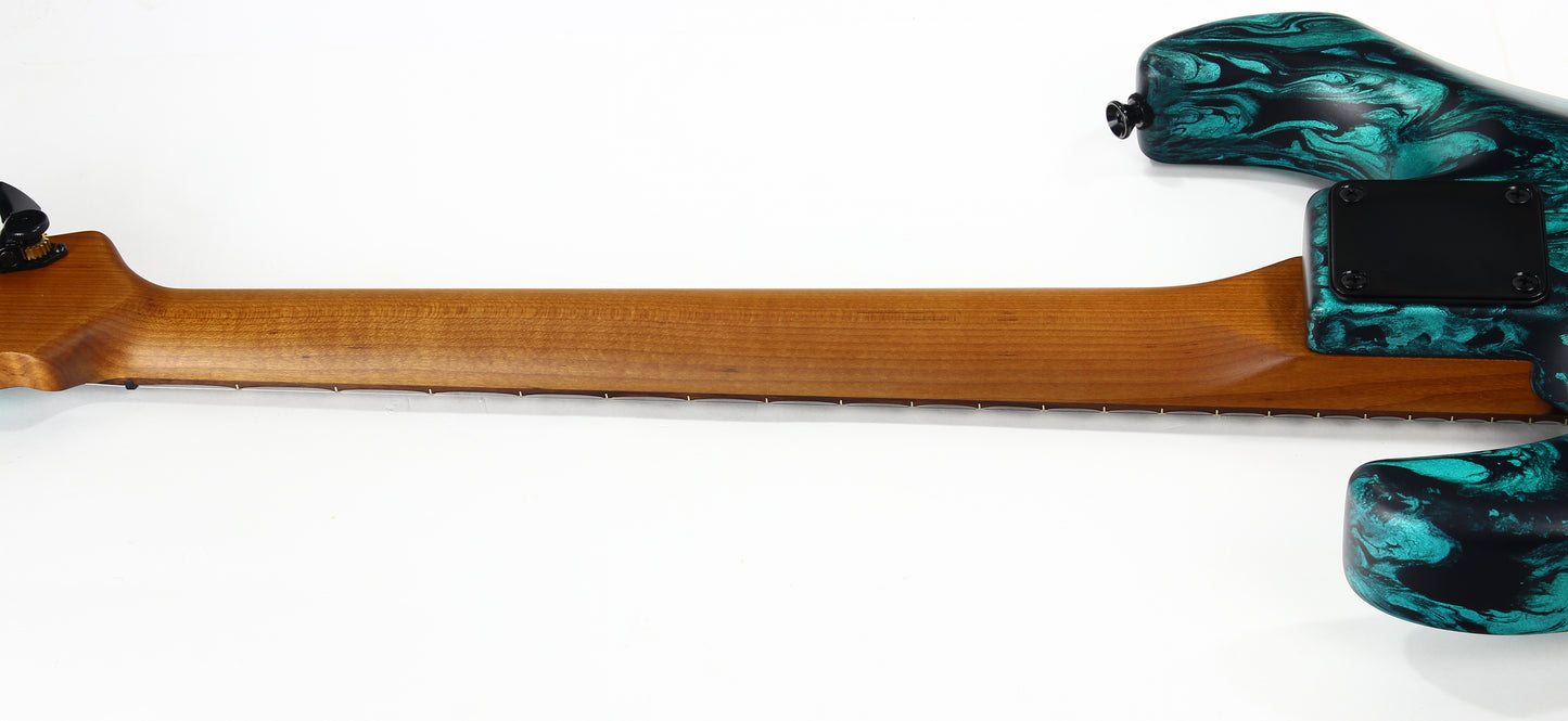 2023 James Tyler USA Studio Elite HD - Black Shmear w/ Turquoise Tint. Matching Dots, Roasted Neck!