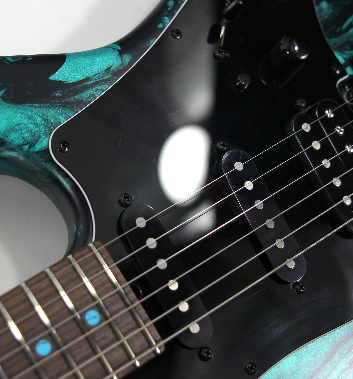 2023 James Tyler USA Studio Elite HD - Black Shmear w/ Turquoise Tint. Matching Dots, Roasted Neck!