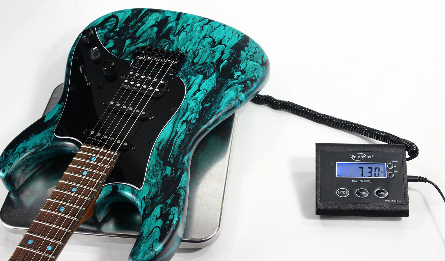 2023 James Tyler USA Studio Elite HD - Black Shmear w/ Turquoise Tint. Matching Dots, Roasted Neck!