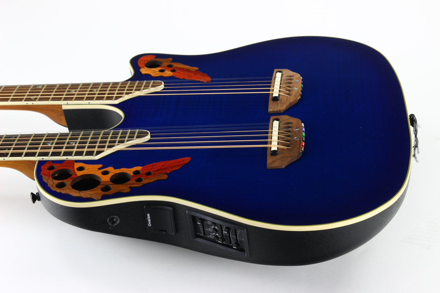 Ovation CSE225 Celebrity Double Neck Guitar | Uncommon Blue Burst Finish