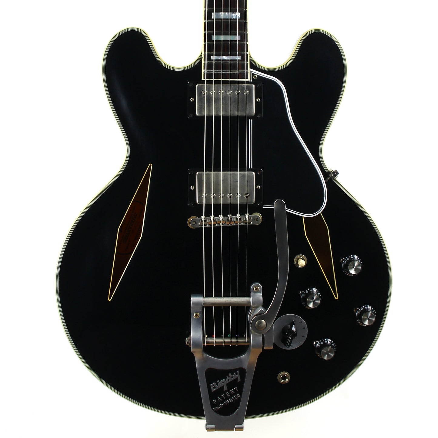 PROTOTYPE! 2017 Gibson Memphis Artist Proto Shinichi Ubukata Ebony Black ES-355 - Trini Lopez Diamond F-Holes DG-335, Bigsby
