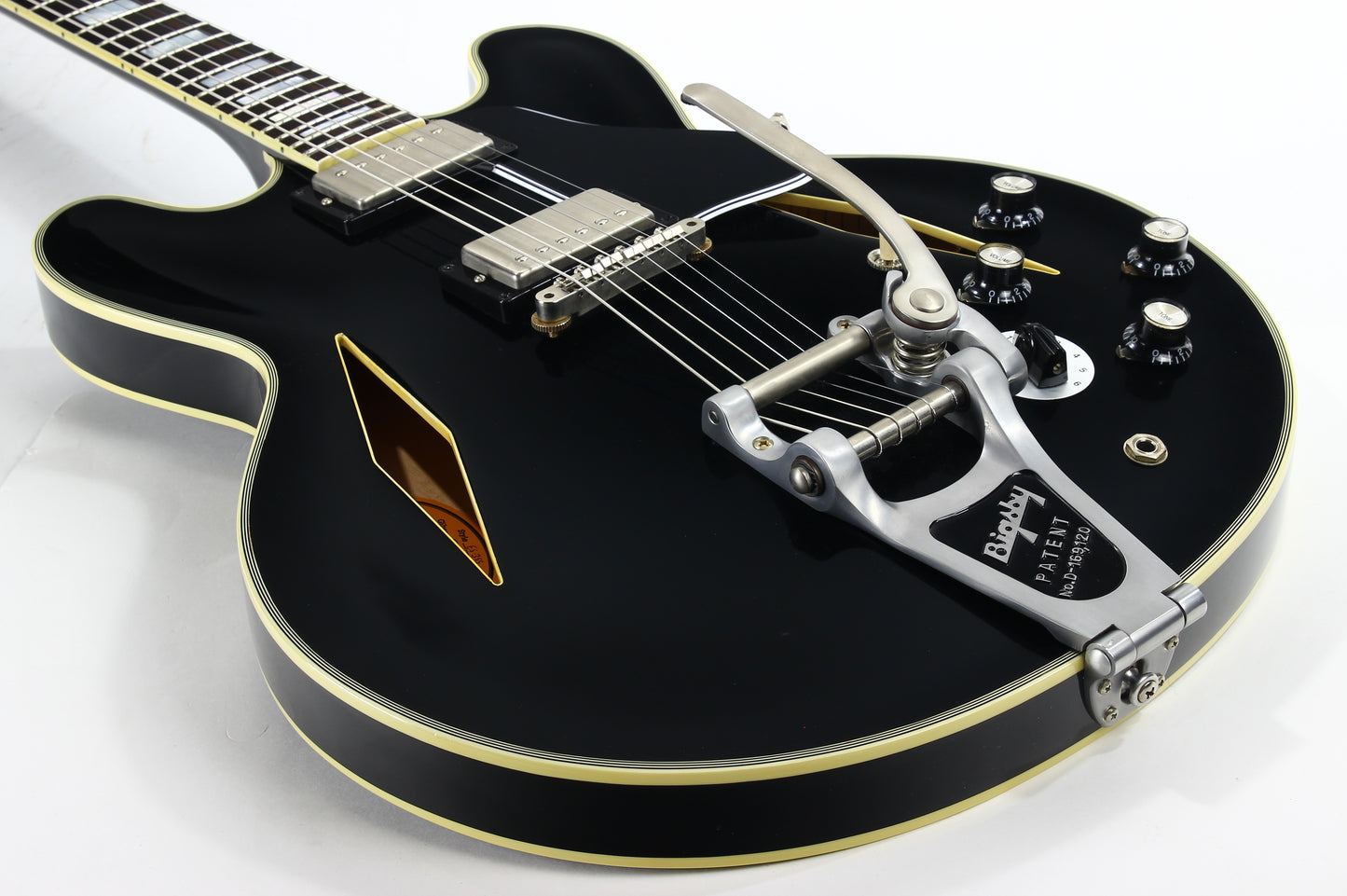 PROTOTYPE! 2017 Gibson Memphis Artist Proto Shinichi Ubukata Ebony Black ES-355 - Trini Lopez Diamond F-Holes DG-335, Bigsby