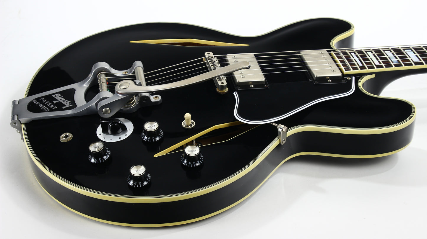 PROTOTYPE! 2017 Gibson Memphis Artist Proto Shinichi Ubukata Ebony Black ES-355 - Trini Lopez Diamond F-Holes DG-335, Bigsby
