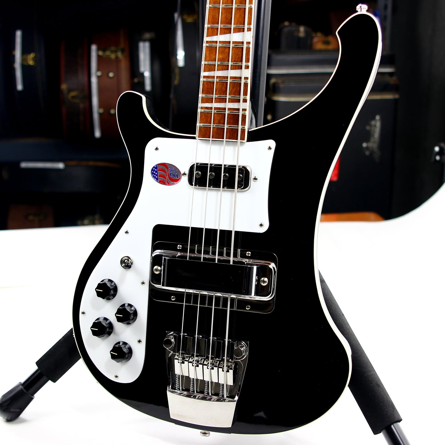 2020 Rickenbacker 4003 Left-Handed Jetglo Black Electric Bass - MINTY, Silver Case, 4000 Series 4001