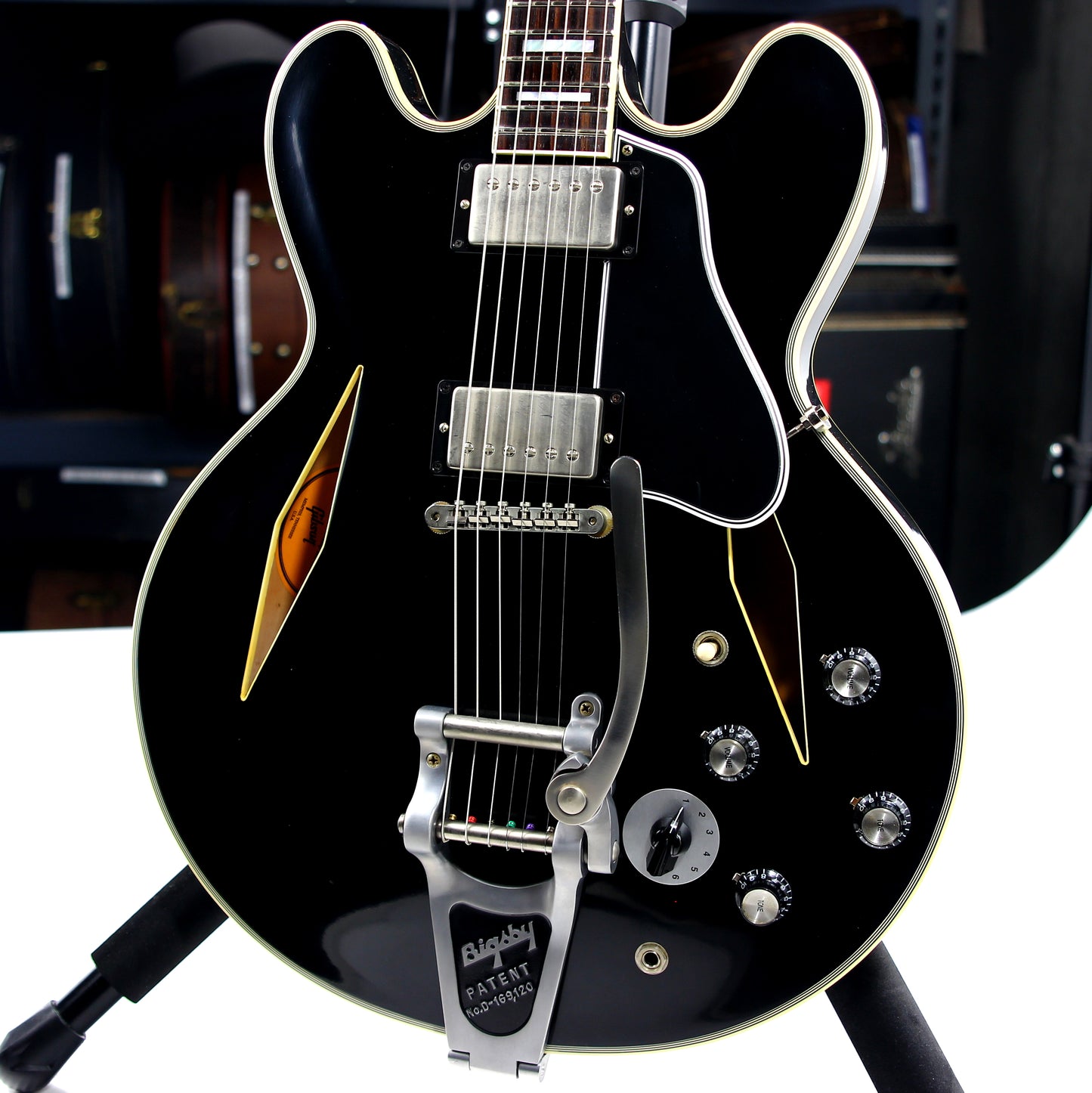 PROTOTYPE! 2017 Gibson Memphis Artist Proto Shinichi Ubukata Ebony Black ES-355 - Trini Lopez Diamond F-Holes DG-335, Bigsby