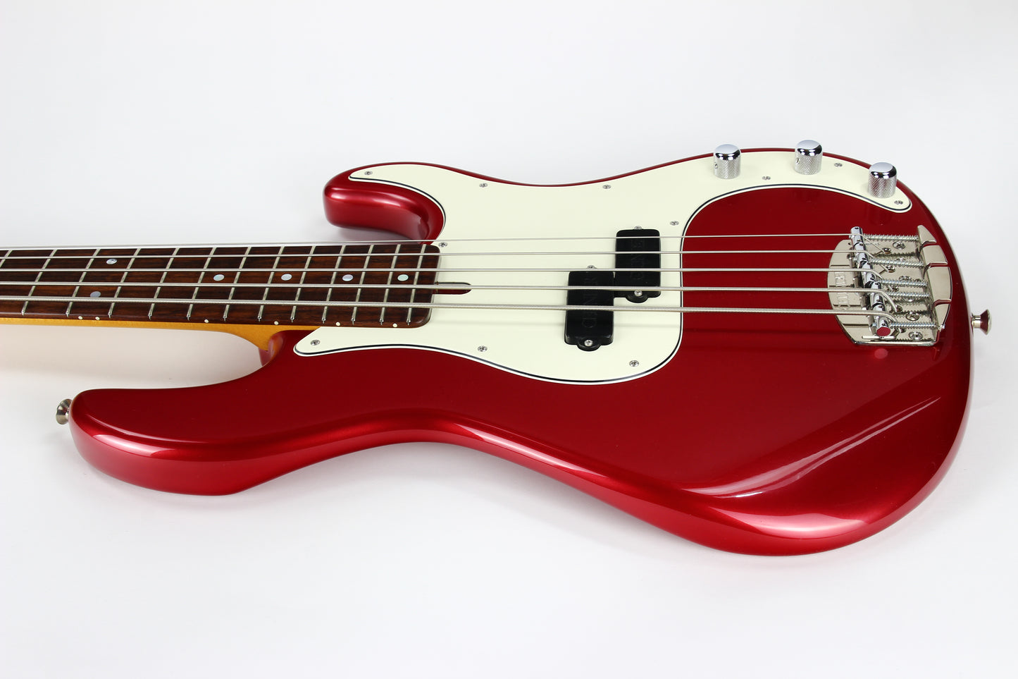 Celinder of Denmark P Vintage 5 String Bass - Brazilian Rosewood Fingerboard, Matching Headstock Candy Apple Red, Amazing Precision Bass!