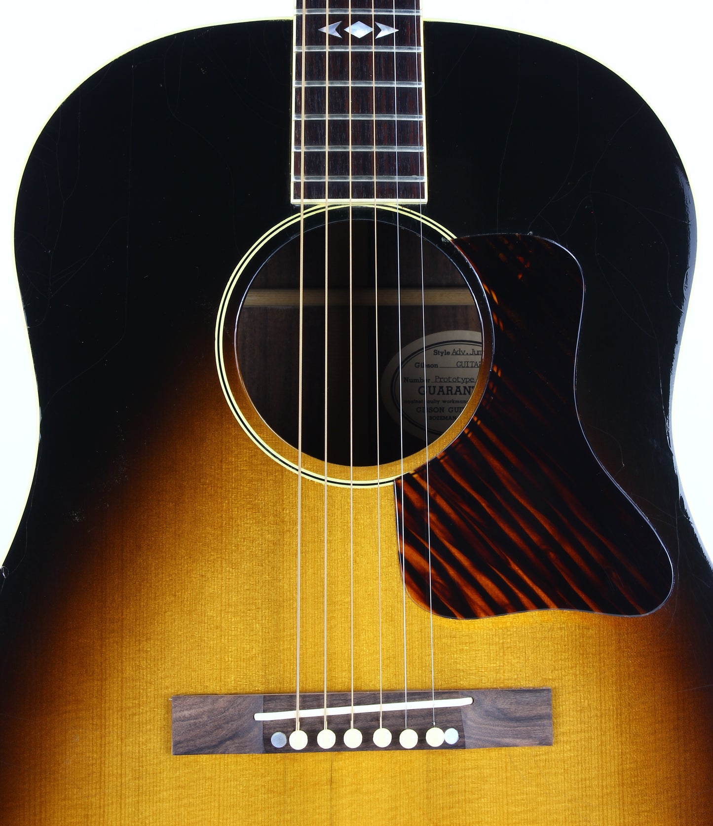 PROTOTYPE BY REN FERGUSON! 1990 Gibson Advanced Jumbo AJ Acoustic Dreadnought Guitar, Master Built - Sunburst, Rosewood