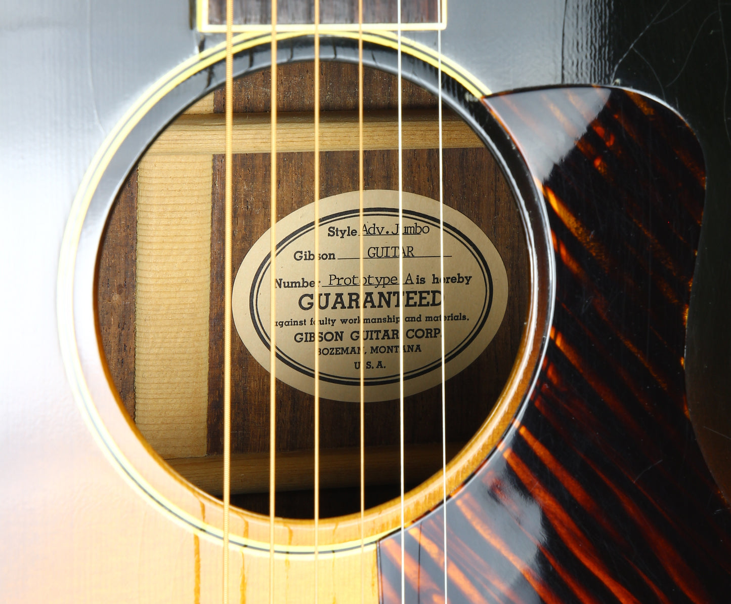 PROTOTYPE BY REN FERGUSON! 1990 Gibson Advanced Jumbo AJ Acoustic Dreadnought Guitar, Master Built - Sunburst, Rosewood