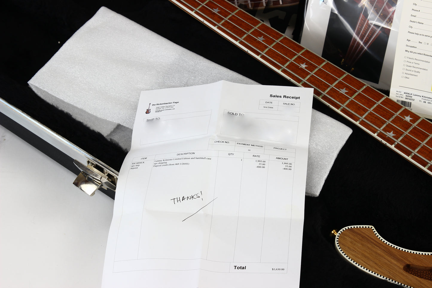 2006 Rickenbacker Lemmy Kilmister 4004LK Rickenbastard | One Owner, COA, Tags, Receipt! Only 60 Made!