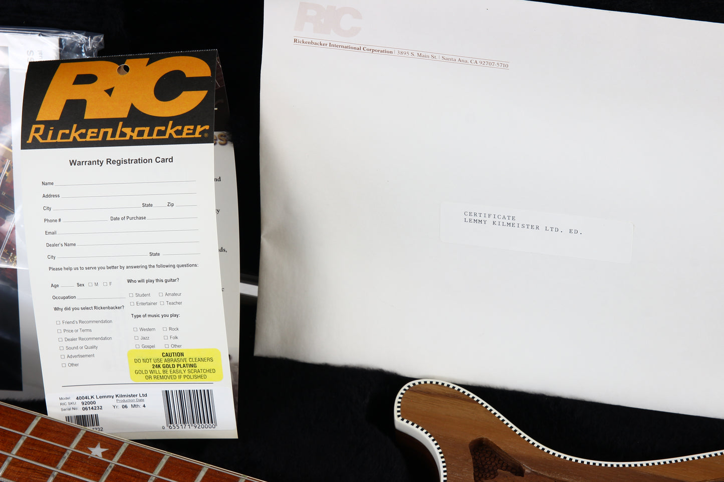 2006 Rickenbacker Lemmy Kilmister 4004LK Rickenbastard | One Owner, COA, Tags, Receipt! Only 60 Made!