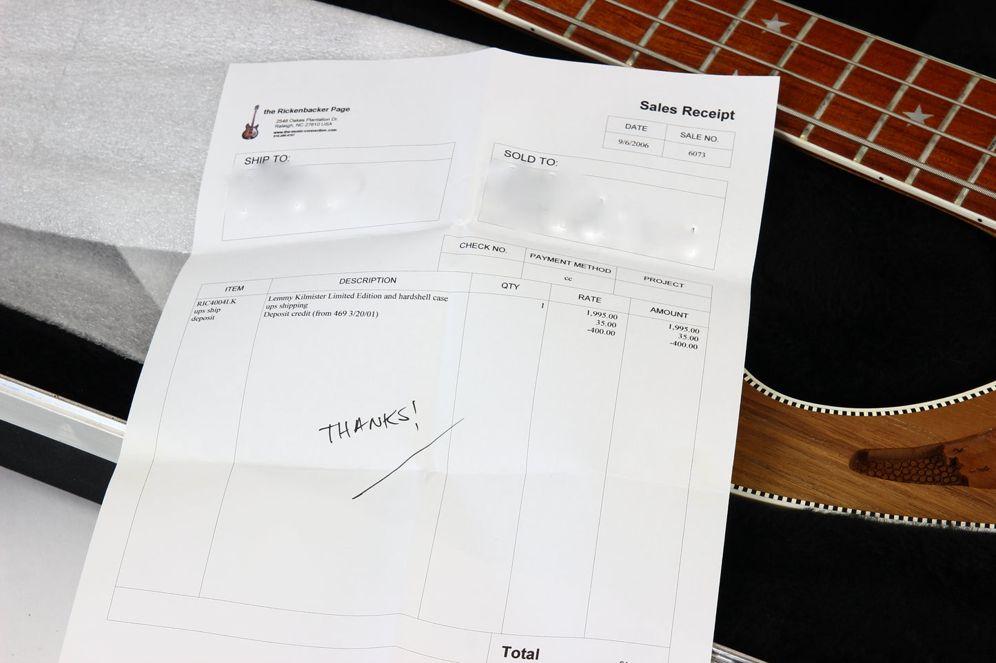 2006 Rickenbacker Lemmy Kilmister 4004LK Rickenbastard | One Owner, COA, Tags, Receipt! Only 60 Made!
