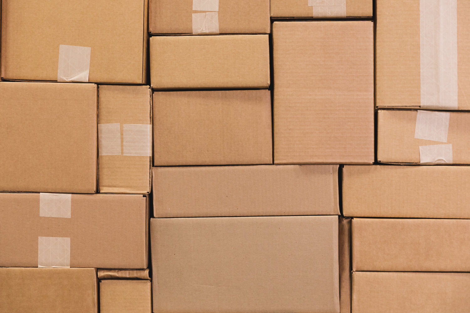 Cardboard boxes in a tetris pattern